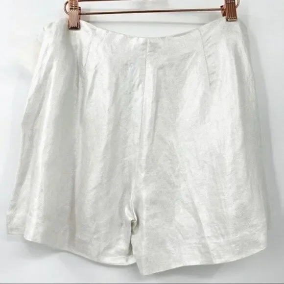 Alberto Makali Shorts Linen silver Metallic shorts high rise size8 BoxF - Picture 3 of 6